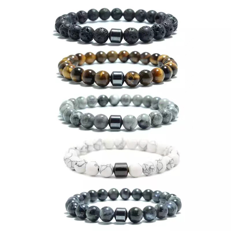 Cross-border beaded bracelet Amazon wish Tiger Eye volcanic stone map stone 8mm Bracelet Men's magnet bracelet Cross-border beaded bracelet Amazon wish Tiger Eye volcanic stone map stone 8mm Bracelet Men's magnet bracelet