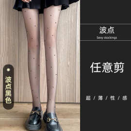 春夏薄款光腿袜女防勾丝0d高透性感黑波点黑丝字母不掉档女神必备