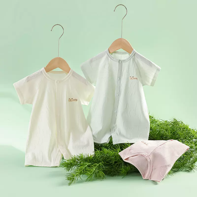 新生婴儿衣服夏季短袖对扣薄款幼儿爬爬服哈衣爬服男女宝宝连体衣