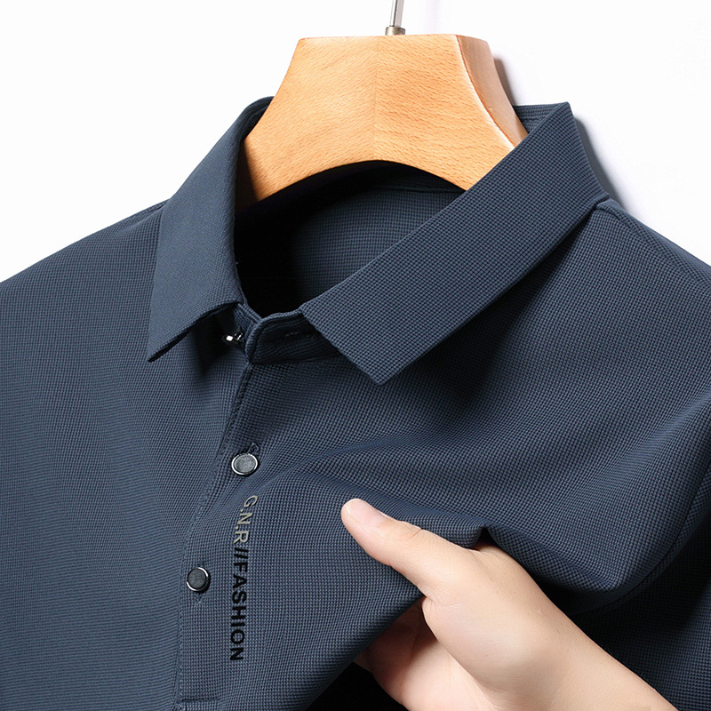 Camiseta polo de manga larga con cuello para hombre, estilo casual, primavera y otoño 2024 
 Camisa de una pieza con cuello, ideal para otoño, con envío directo.