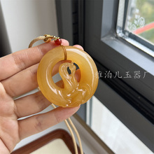 一件代发天然云南黄龙掌上明珠挂件鸡油黄吉祥如意黄龙玉吊坠可证