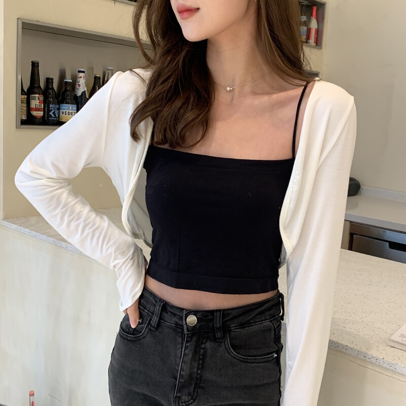 WPPJ02 Outer Wear Solid Color Modal Sunscreen Shawl Top Small Outer Women's Short Cardigan Small Waistcoat