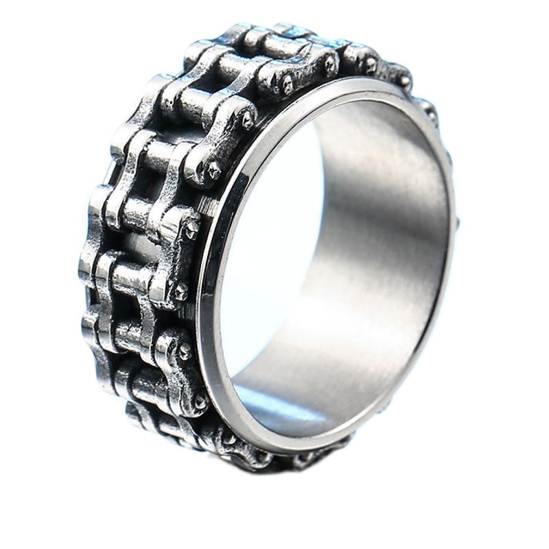バイエルヨーロッパとアメリカの人格レトロオートバイジュエリー卸売ステンレス鋼チェーンリング外国貿易ジュエリー新しい