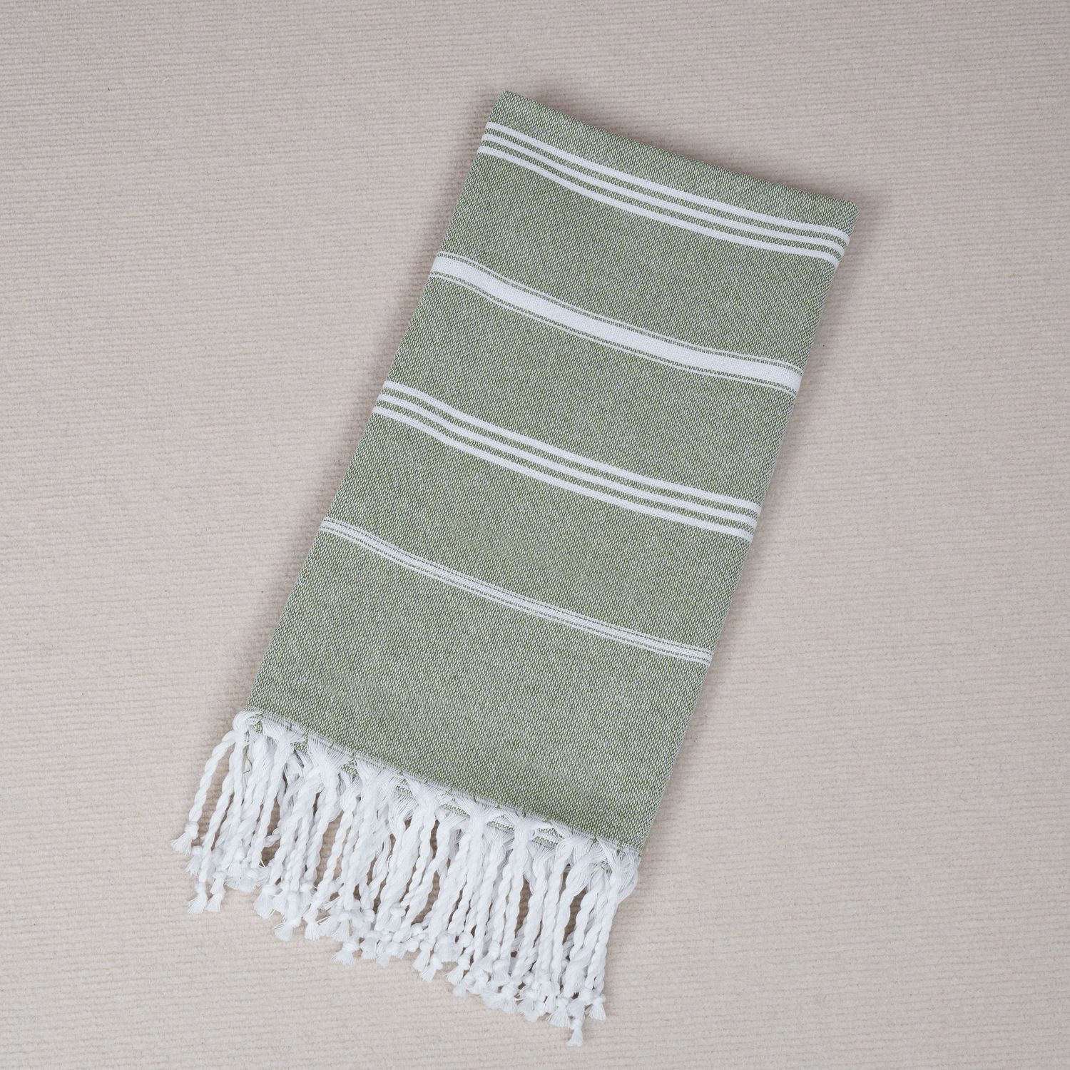 Horizontal striped beach towel grass green