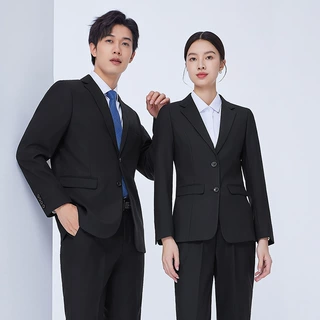 冬装厚款商务西装正装男女同款职业套装面试西服工作服