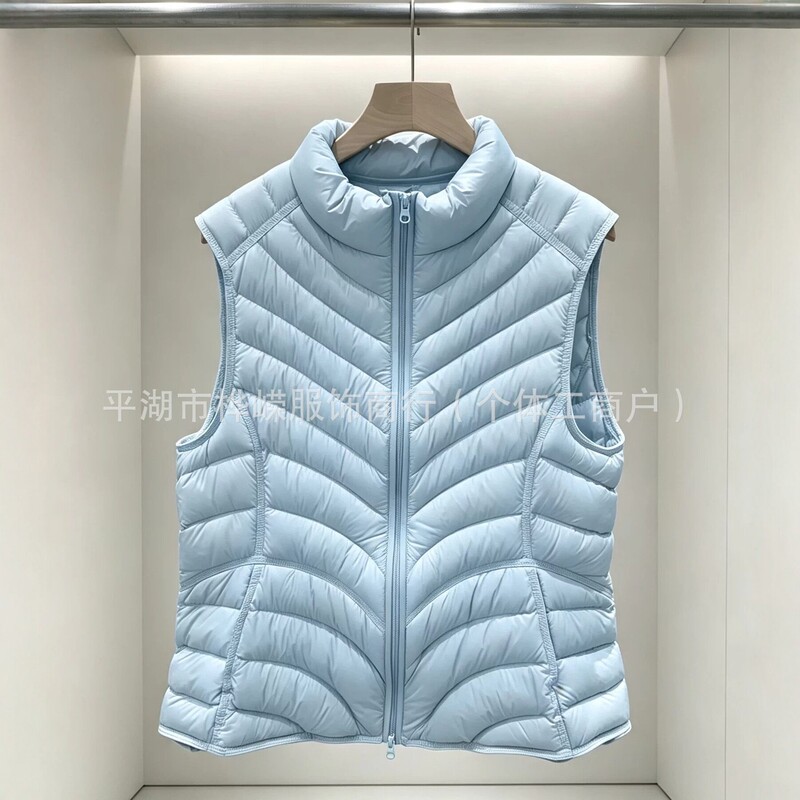 2026 New Lightweight Down Vest for Women, Short Stand-up Collar Sleeveless Vest, Commuting Warm White Duck Down Jacket