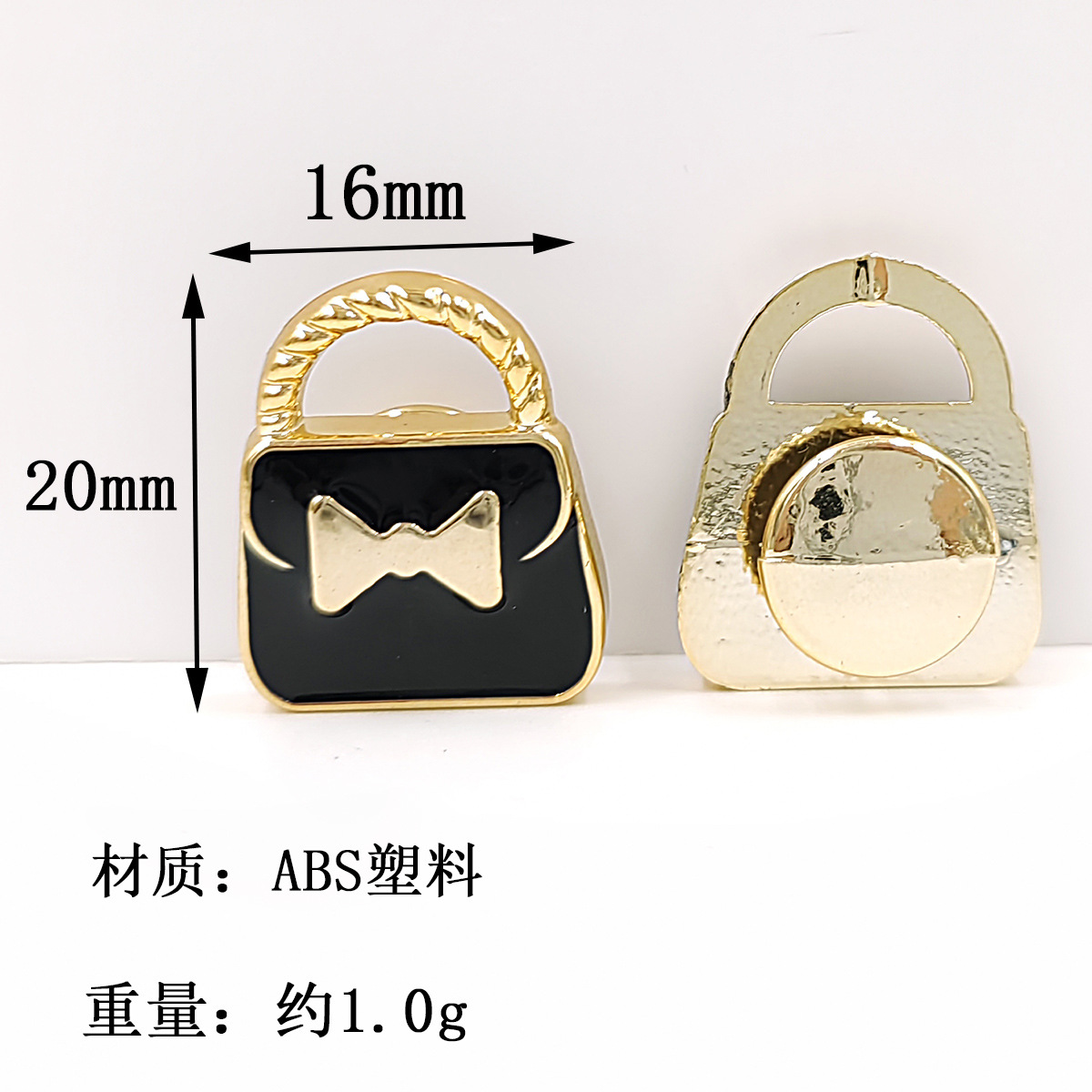 #19 F3281- 0366 프놈펜-나비 매듭 블랙 오일 핸드백 16x20mm-플라스틱 통합 I-버클/피스