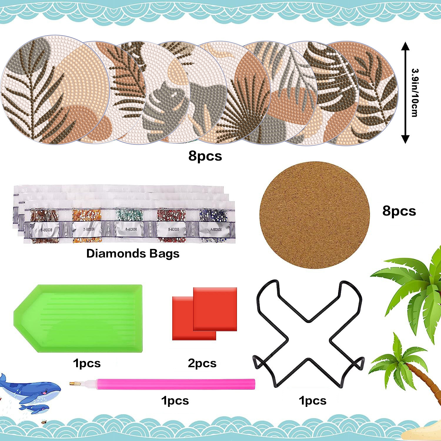 Posavasos acrílicos transfronterizos Diamante pintado Diy mantel TEMU estilo explosivo diamante completo 5d cojín de aislamiento floral hecho a mano