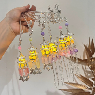 Luminous Phoenix West Lake Pavilion Tassel Ancient Style Accessories Hanfu Hairpin Alloy Hairpin Palace Children's Hair Accessories Stall