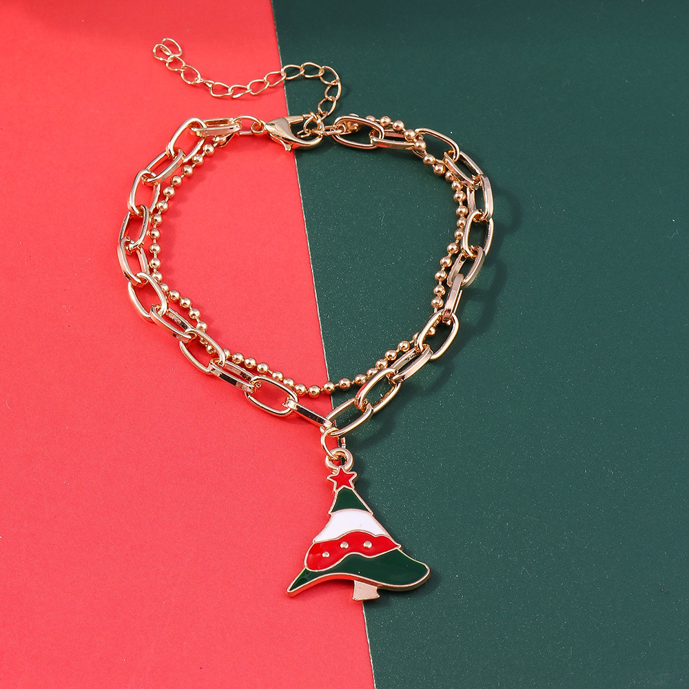 11g Weight Alloy Pendant Material Bracelets Classification Alloy Chain Material 1 Piece Quantity Holiday, Party Occasion Alloy Material Christmas Festival Christmas Tree, Santa Claus Pattern Women's Gender Enamel Design Cute, Simple Style Style Cute Simple Style Christmas Tree Santa Claus Alloy Chain & Link Bracelets Christmas Wholesale 32