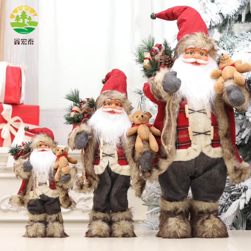 新しいクリエイティブサンタクロース人形クマクリスマス装飾ヨーロッパスタイルスタンディングサンタクロース人形装飾品|undefined