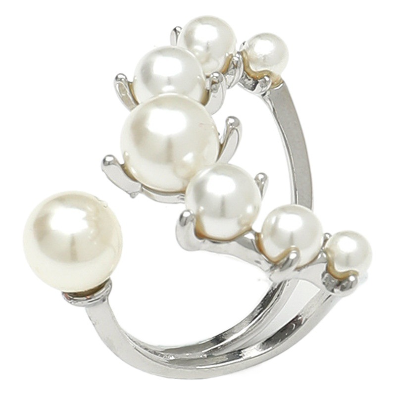 フランスのレトロな大衆の創意設計ファッションの軽豪華な関節の指輪の韓国版のシンプルな気質の真珠の開口の指輪