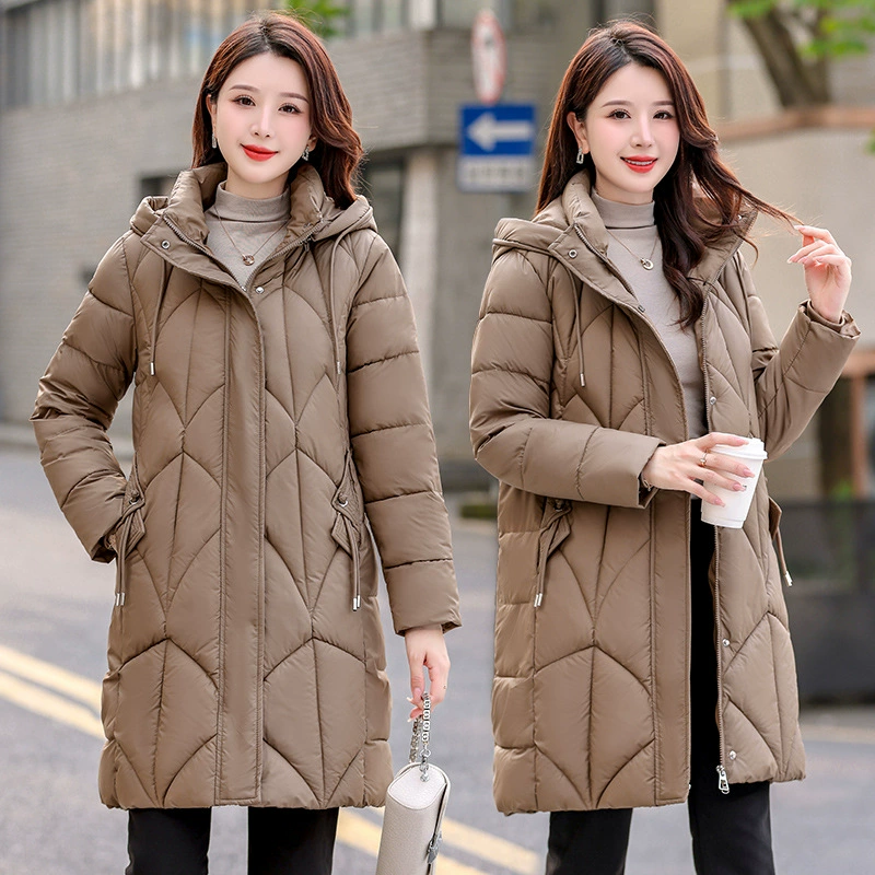 Снятная шапка Новая средняя длинная хлопчатобумажная одежда Женский бутик зимой