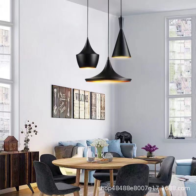 Instrumento musical creativo simple lámpara de tres cabezas nórdico arte retro café lámpara de bar restaurante occidental lámpara de una sola cabeza pequeña lámpara