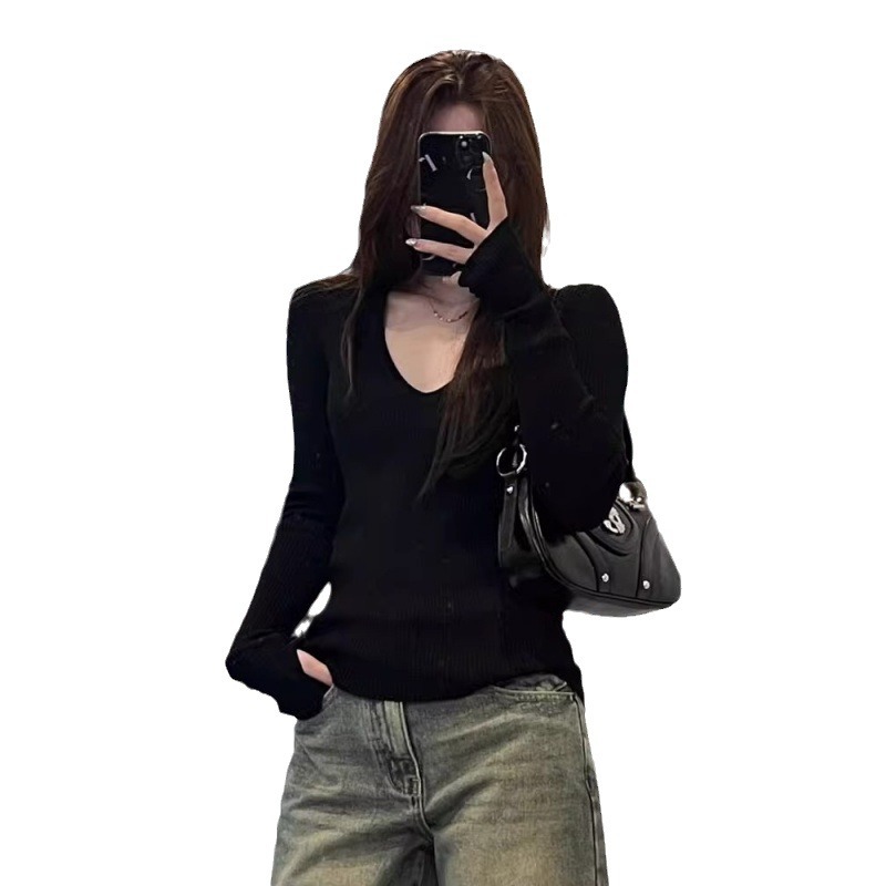 Black base body-friendly spring demi-season long-sleeve