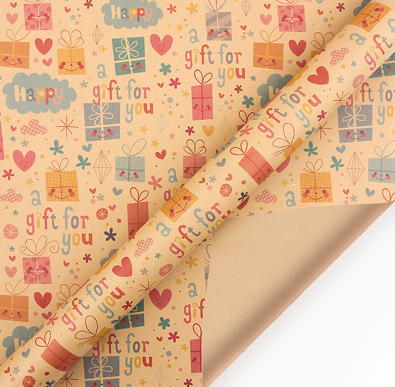 Suministro exclusivo transfronterizo: Papel de regalo para cumpleaños y Navidad, papel kraft, cajas de regalo de papel para cumpleaños, embalaje festivo.