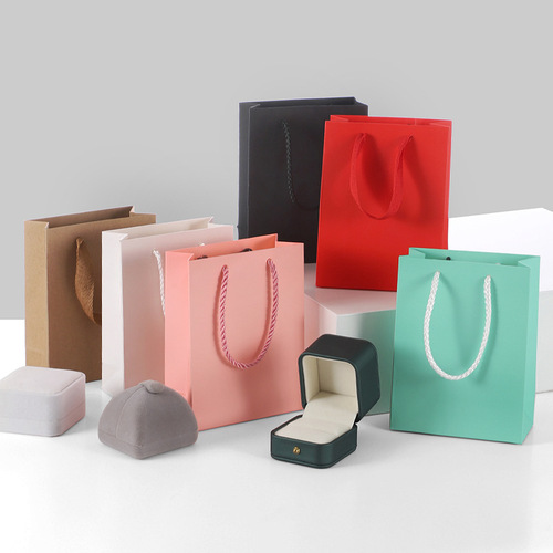 White card kraft paper bag hand bag thickened cosmetics jewelry shopping accessories gift jewelry packaging hand bag