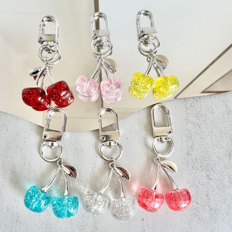 New sparkling simulation cherry pendant keychain jewelry cute exquisite three-dimensional fruit bag mobile phone pendant New sparkling simulation cherry pendant keychain jewelry cute exquisite three-dimensional fruit bag mobile phone pendant