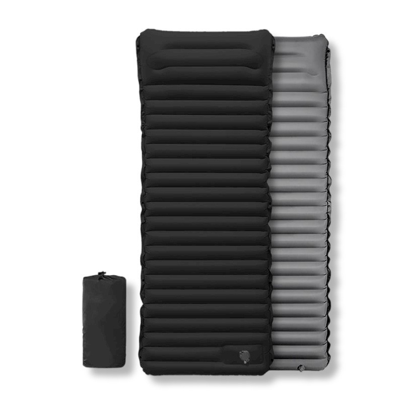 Colchoneta de camping de 10 cm de grosor, impermeable, plegable, colchón de aire inflable para exteriores, con almacenamiento, accionado con el pie.