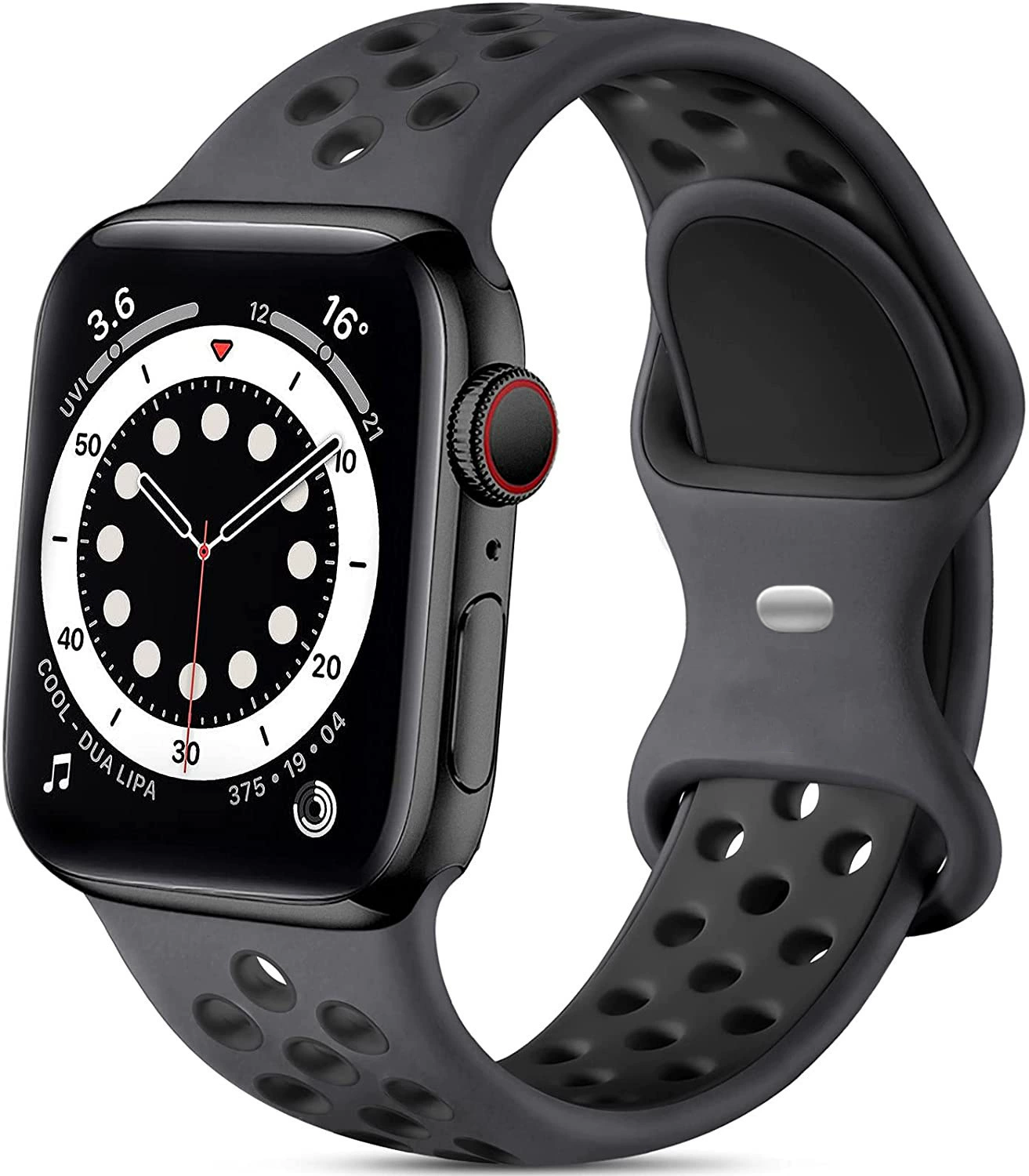 Применимый AppleWatch7 Apple двухцветный Nike силиконовый ремешок iWatch8 бабочка пряжка двухцветный дыхательный