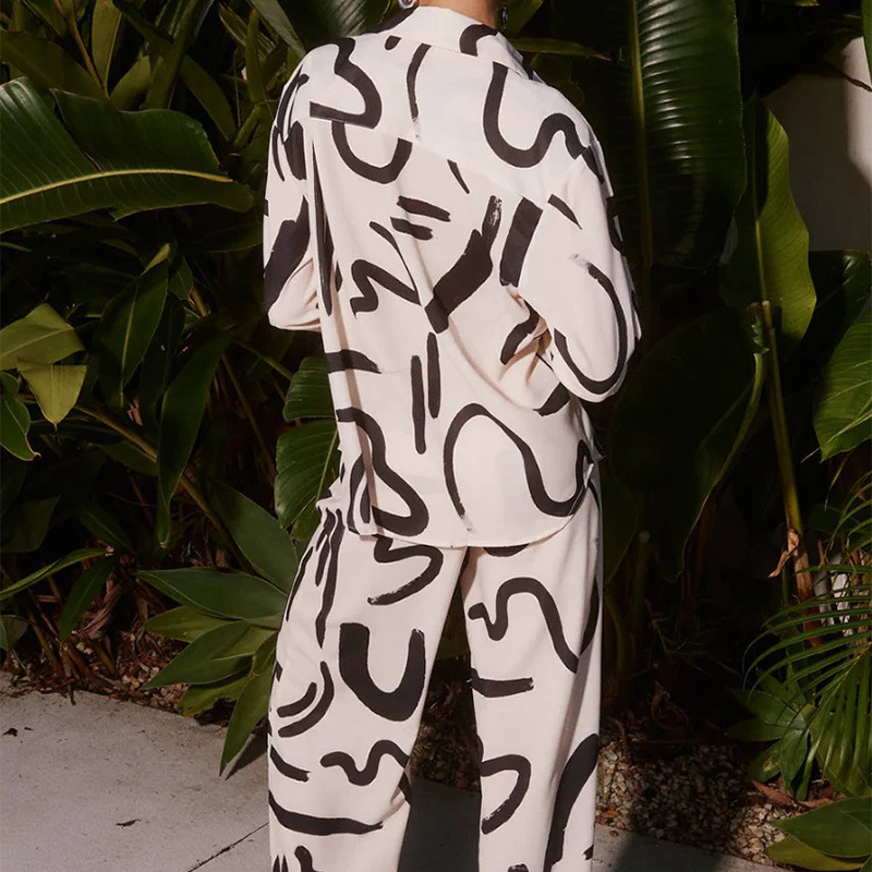 Printing Design Casual Style Daily Women'S Casual Abstract Polyester Printing Pant Co-ord Set Pants Sets