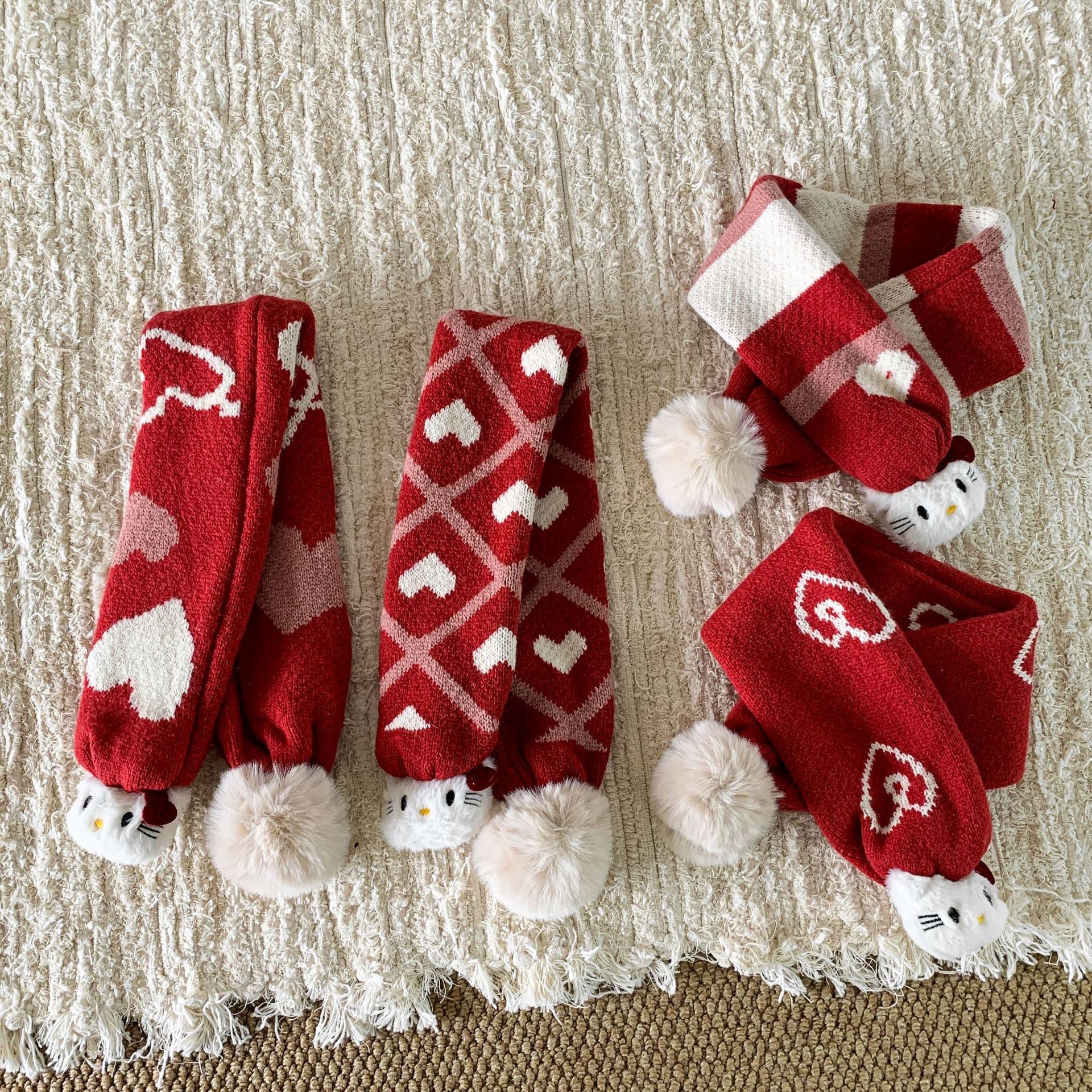 Sugar Pear ropa infantil bufandas rojas de punto para niños otoño invierno caliente niña encantadora Navidad de Año Nuevo buñuelo