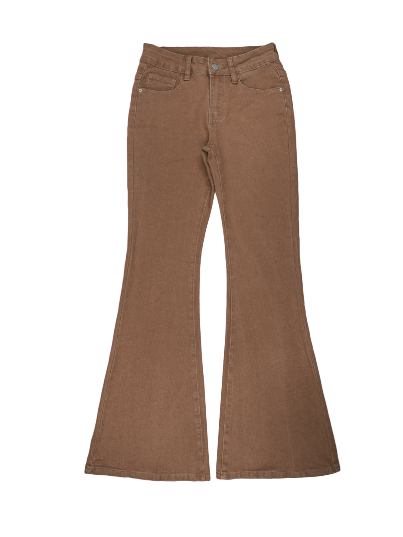 Women's Clothing Brown Flared Denim Jeans For Women, Autumn Slim Fit, Low Waist, Retro Casual Trousers_ecoleips.com