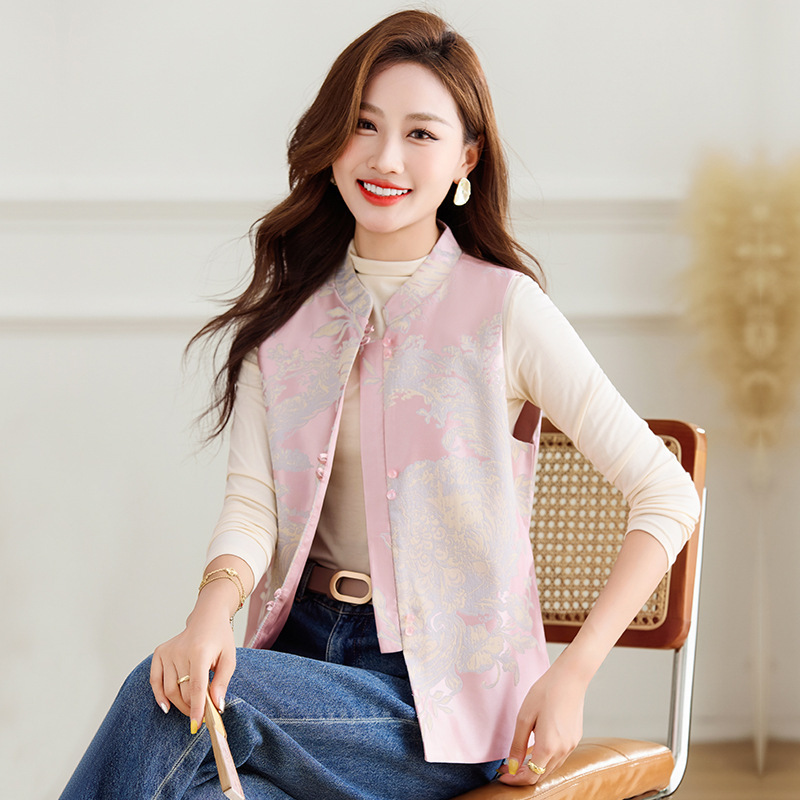 New Chinese Style National Style Vest for Women Summer 2025 New Outer Vest Vest Mother Tang Suit Spring and Autumn Versatile Top