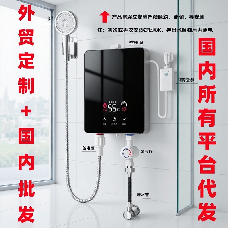 Instant Heating Electric Water Heater, Shower, Variable Frequency Constant Temperature, Bathroom Instant Electric Hot Water Faucet, Kitchen Instant Heating Type