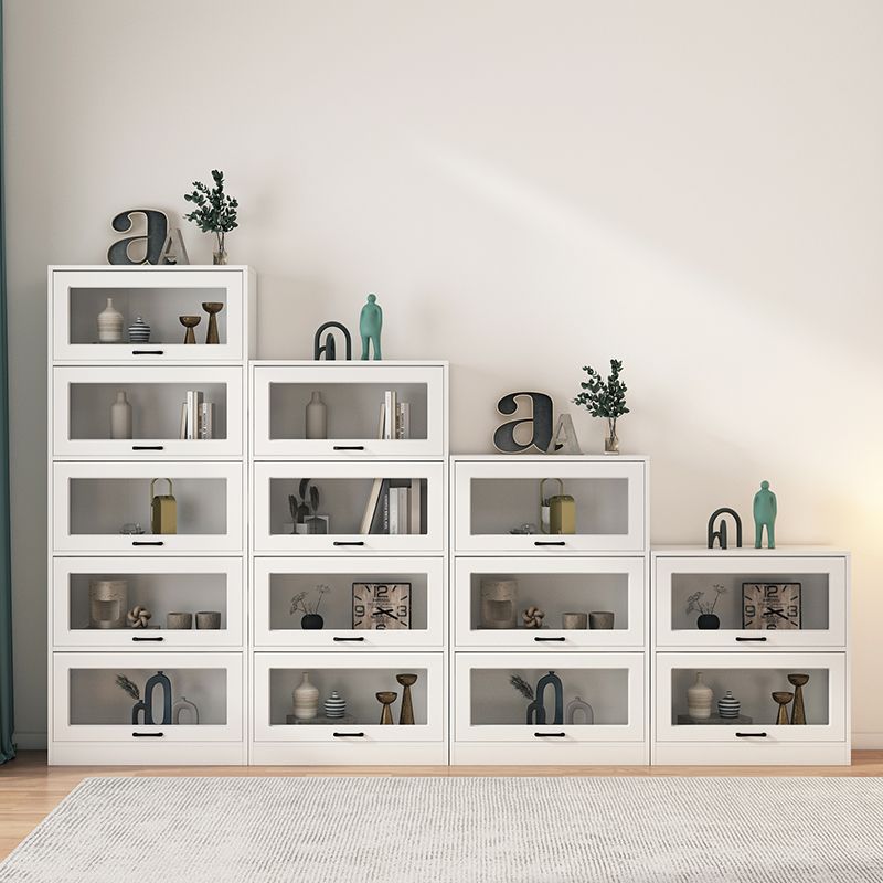 Solid Wood Floor-Standing Bookshelf with Glass Door, Bay Window Children's Toy Combination Storage Cabinet for Books and Storage