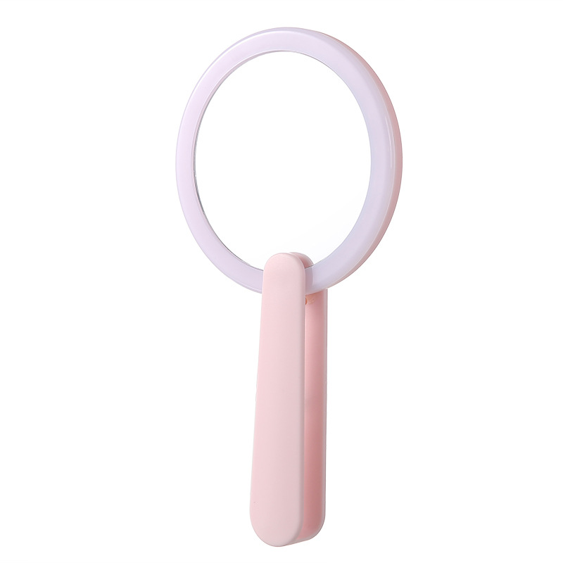 Espejo de maquillaje LED con lámpara de mano de mujer pequeño espejo luminoso portátil mini espejo de maquillaje dormitorio de estudiantes espejo de luz