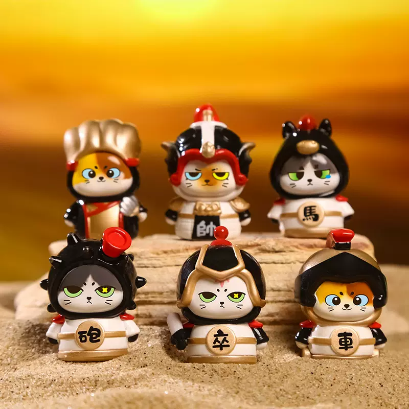 空间站象棋盲盒 卡通萌趣可爱猫猫盲盒多款式创意设计摆件批发