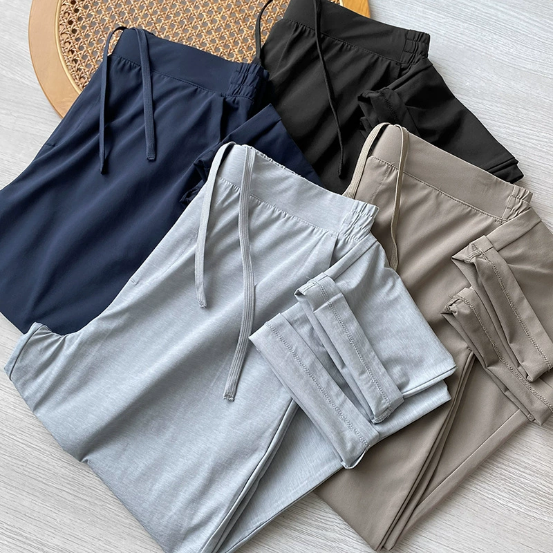 В примерочной, отличные весенне-летние легкие, дышащие, высокоэластичные, быстросохнущие спортивные брюки для фитнеса и тренировок с узким горлышком, повседневные модные брюки с девятью точками
