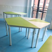 六角实验桌六边形拼色桌一对一辅导培训电脑桌多边形少年造型桌椅