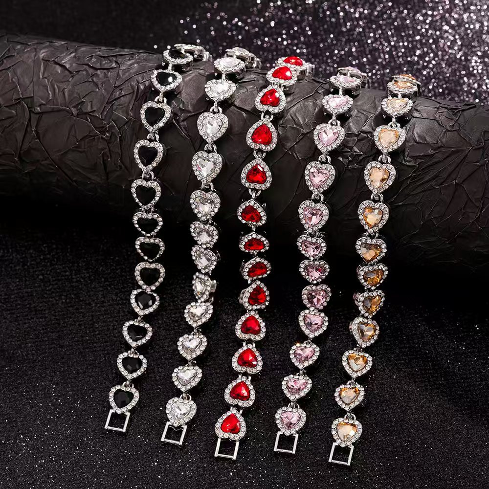 European and American Cross-Border Lucky Bracelet Sweet Style Crystal Heart Bracelet Fashion Bracelet Women Girl Bracelet Bracelet