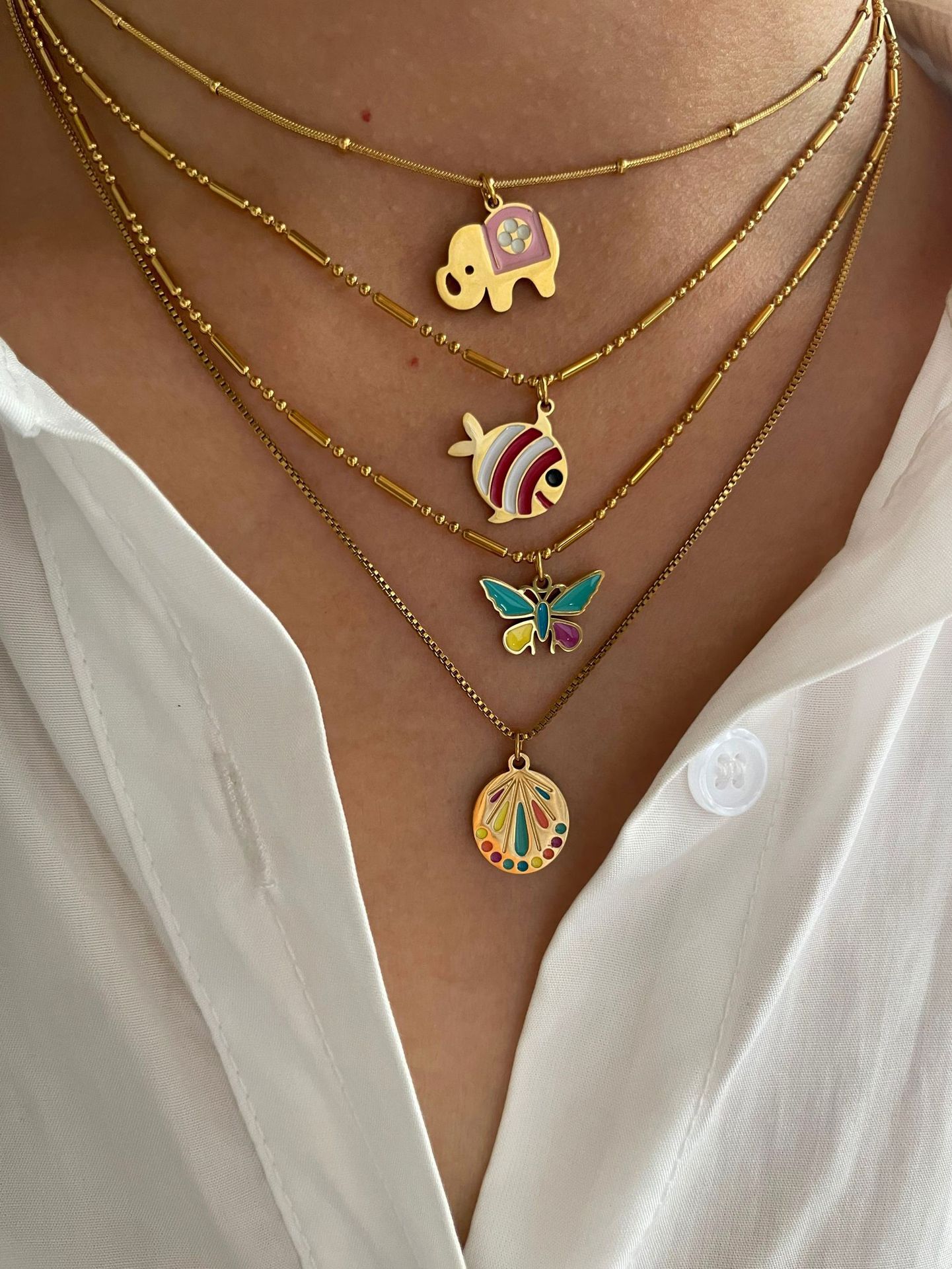 316L Stainless Steel Chain Material 1 Piece Quantity 316L Stainless Steel Insect Waterproof Non Tarnish Surgical Steel Cute Pendant Necklace For Women's