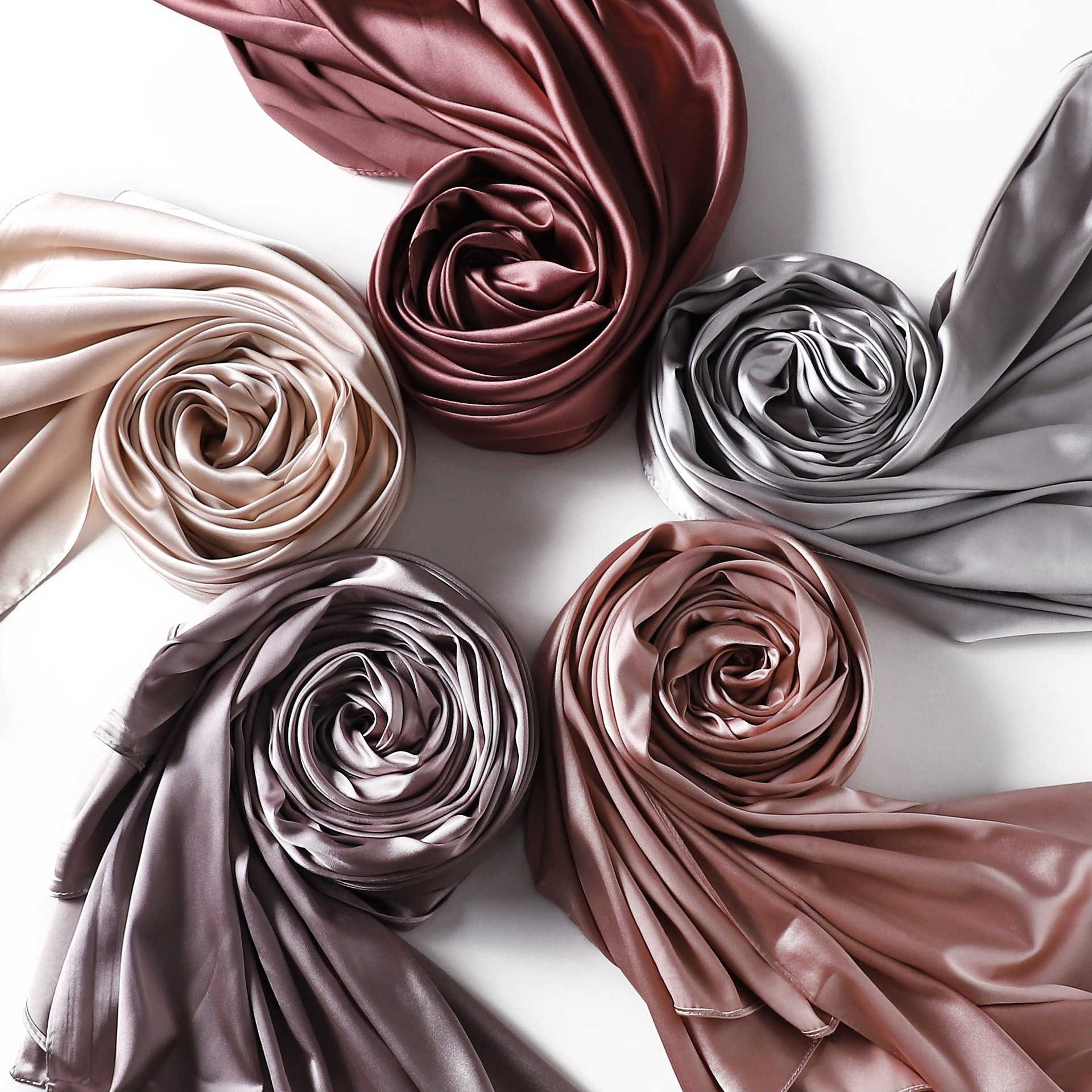 Solid Satin I mitation Long Indonesian Monochrome Pearl Color Ding Bag Headcloth Cover Women's Silk Scarf_voghion.com