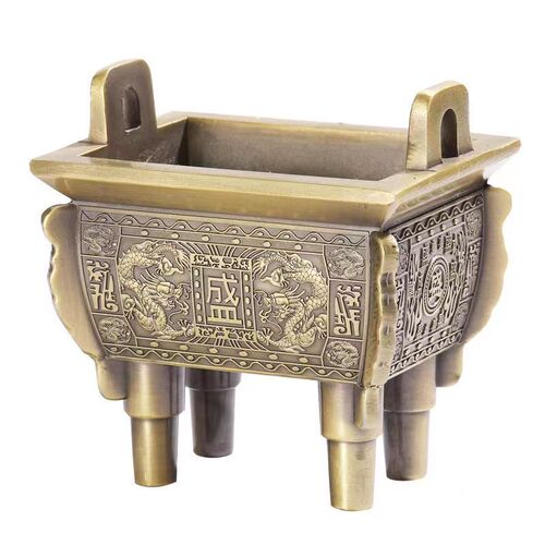 Bronze tripod imitates the classics to attract wealth and prosperity, four-legged home interior, mini small copper tripod incense burner ornaments