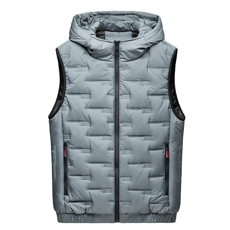 Hooded Vest Men's Cotton Vest Fashion Casual Sports Sleeveless Coat Cardigan Vest_voghion.com