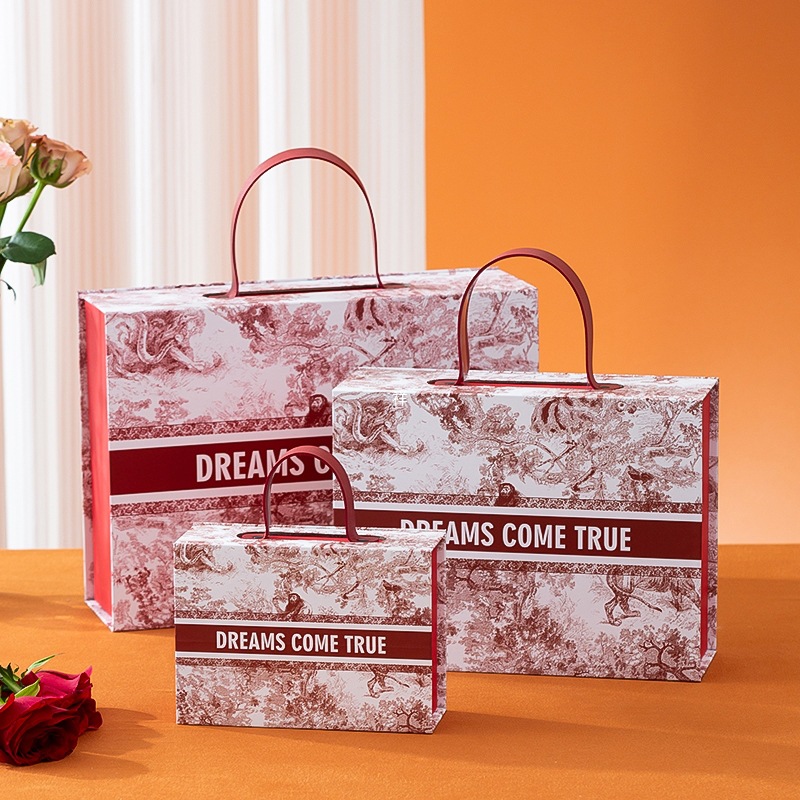 喜庆红色礼品空盒子结婚伴手礼盒礼物包装盒送朋友生日礼物盒皮质