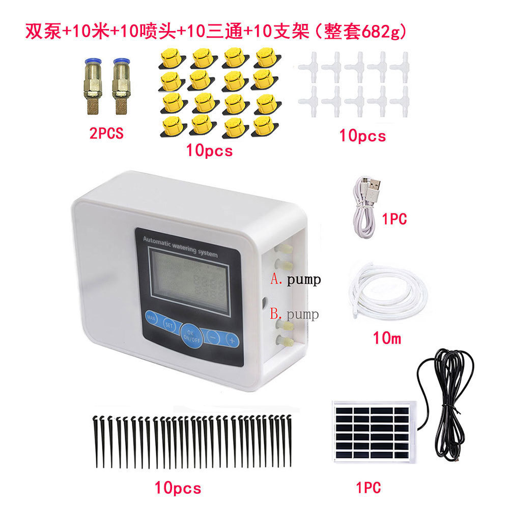 Comercio exterior Solar doble bomba de riego Dispositivo de riego temporizador balcón jardín flores y plantas controlador de riego Dispositivo de riego