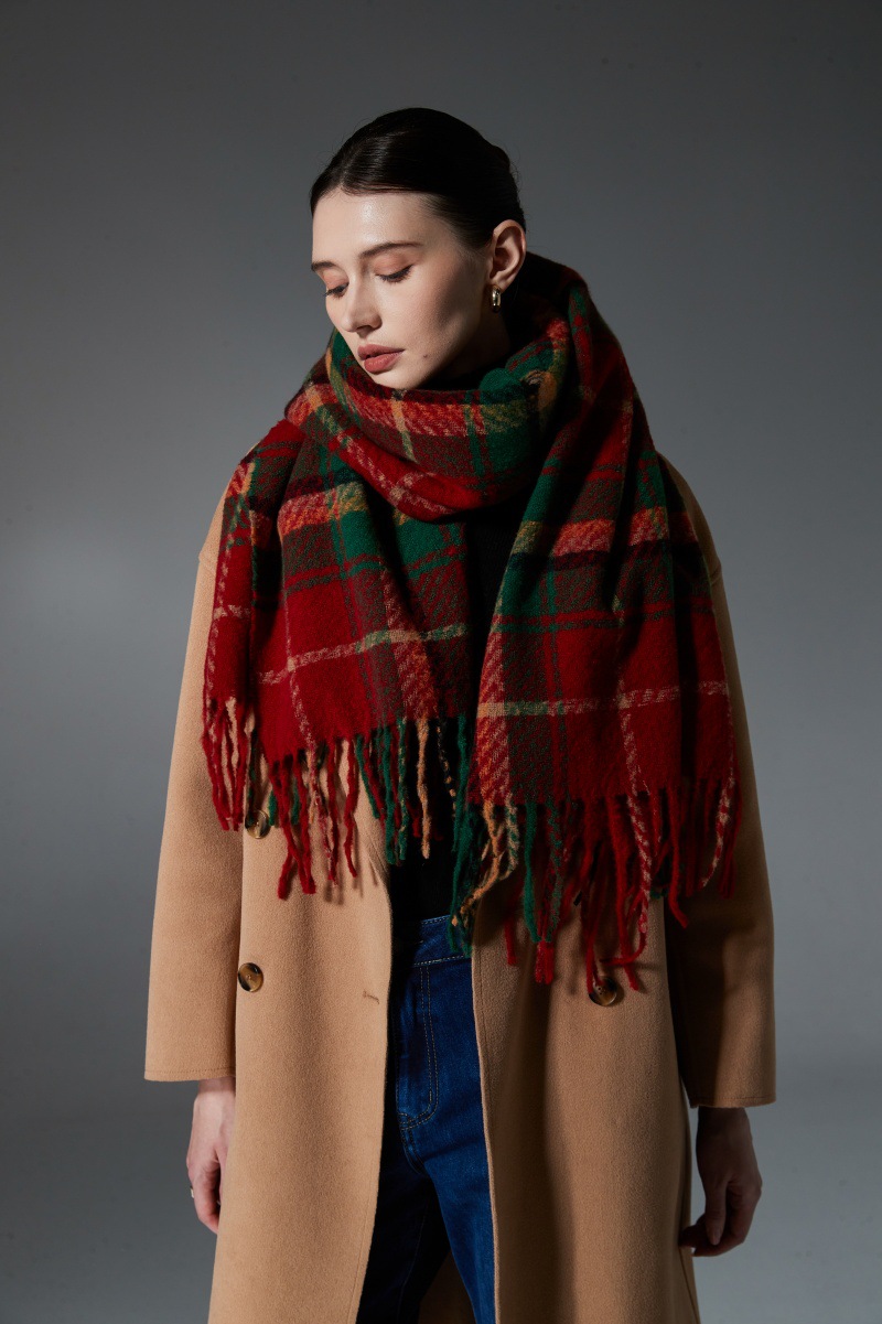 Christmas Plaid Tassel Scarf For Men And Women, Festive Style_voghion.com