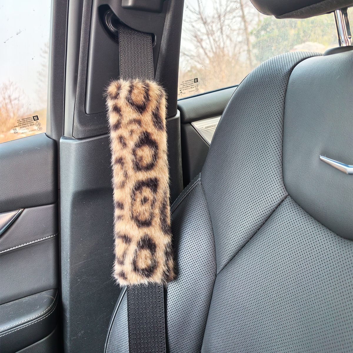 Large Leopard Print Long Fur Car Seatbelt Shoulder Pad Dropshipping