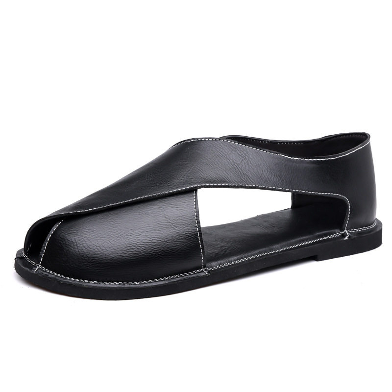 Dép sandal nam quai ngang kiểu La Mã cổ điển, thoáng khí, đế cao su — nâu, đen