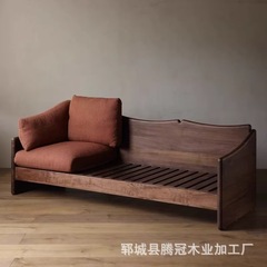中古の軽い豪華な原木のソファーベッドは簡単な客間の小さい部屋型の3人の羅漢のベッドの古い楡木の復古のソファーです。