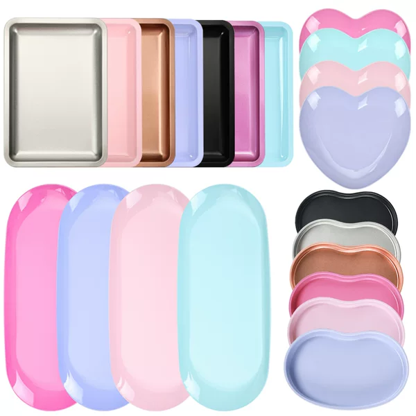Cross-border square stainless steel jewelry tray nail tools heart-shaped storage tray cosmetics tray metal plate collection