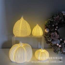 万圣节南瓜鬼节装饰道具南瓜灯电子蜡烛灯派对用品摆件小夜灯发光