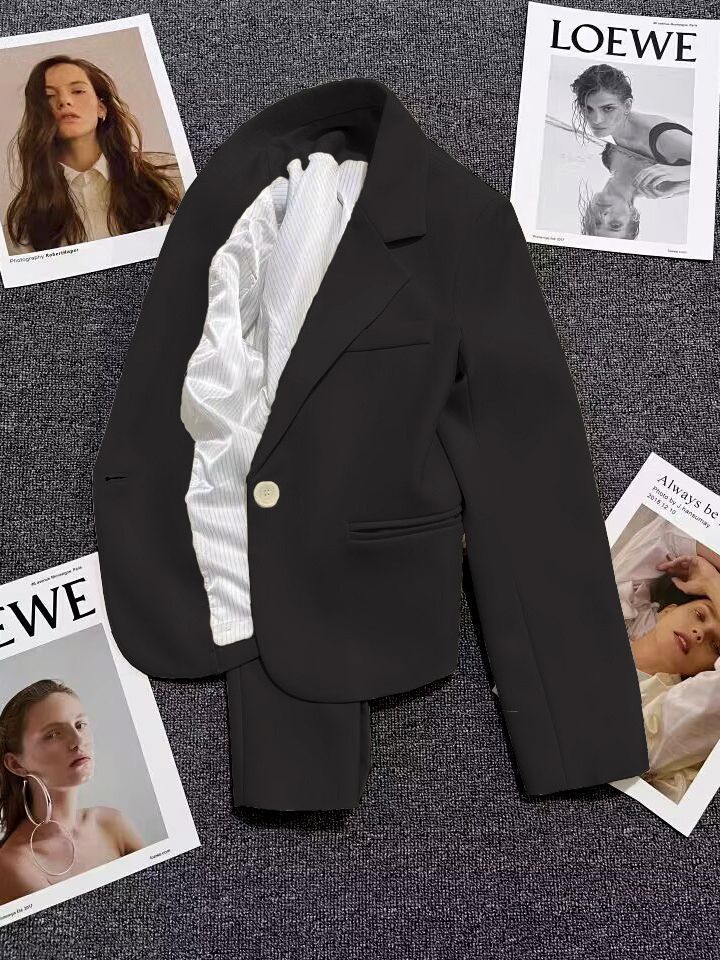 Chaqueta de Traje Casual para Mujer, Corte Holgado, Cuello de Traje, Manga Larga, para Primavera y Otoño