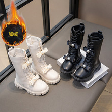 女童高筒靴子2025新款秋冬儿童时尚马丁靴女孩时尚公主风长筒棉