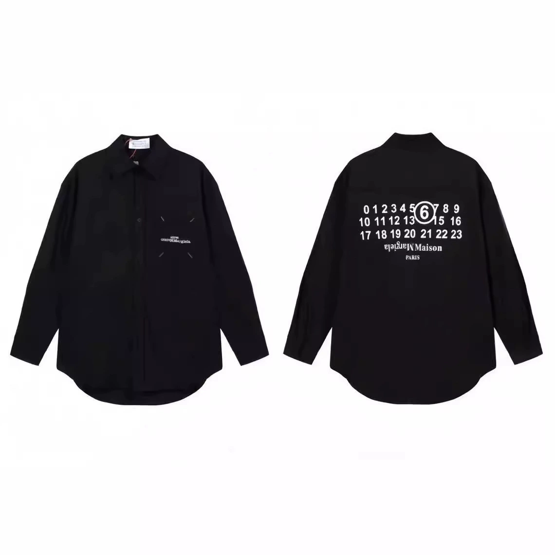 Maison Margiela 24S Maison Margiela MM6 принт буквы круглый вырез мужской и женский модный бренд свободная простая рубашка